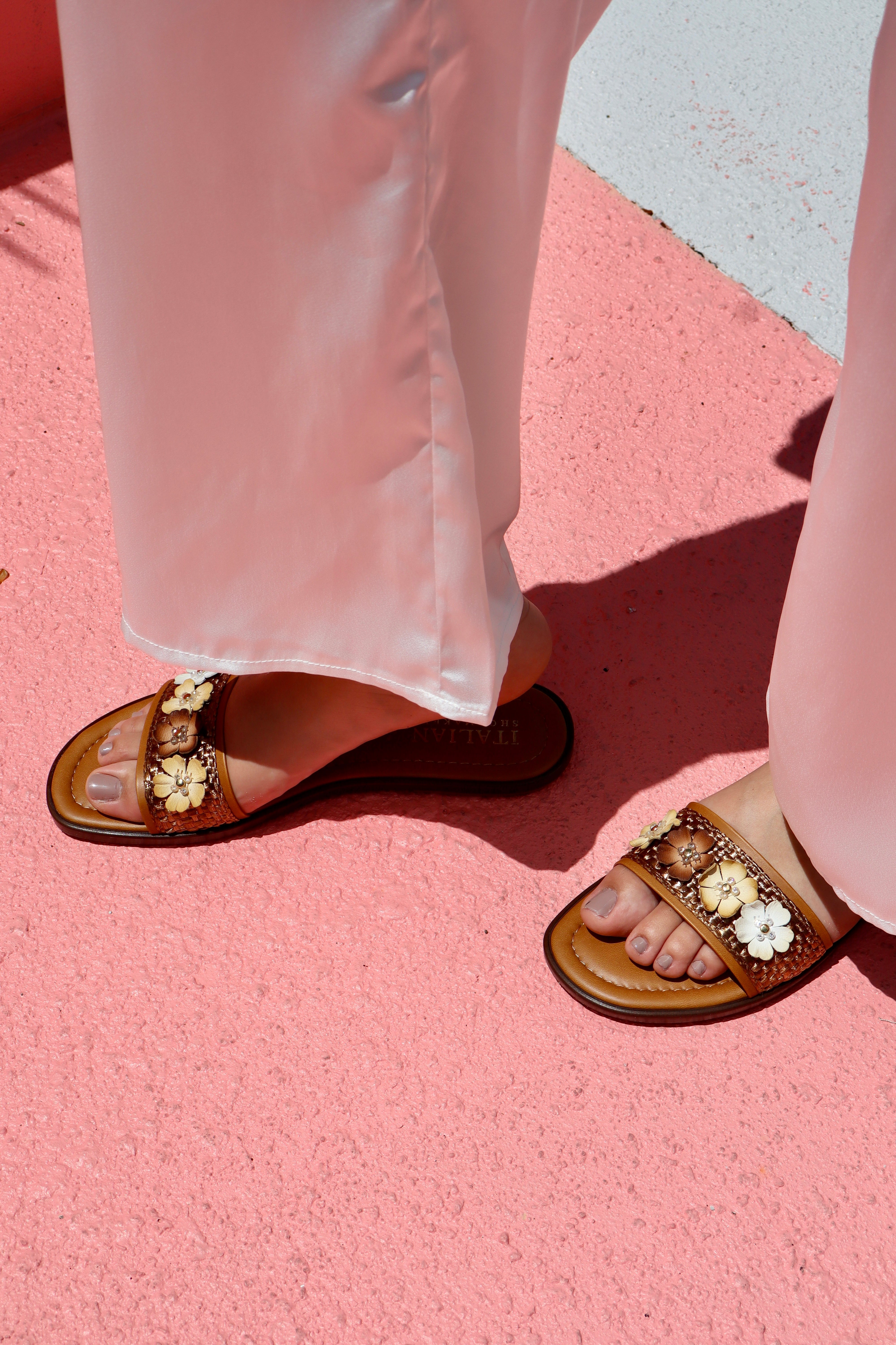 Step Into Summer in Style: Introducing the Atom Floral Slide Sandal (Exclusive to Italian Shoemakers)
